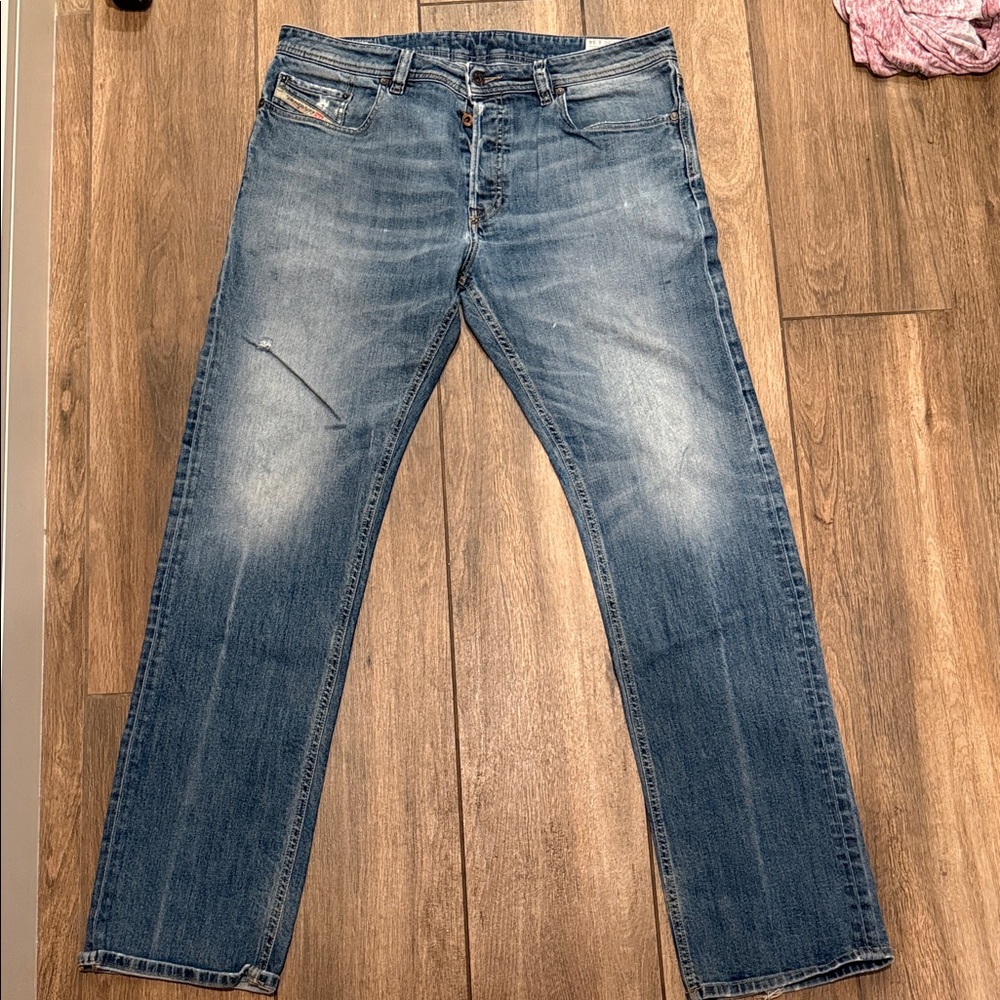 Diesel Men's Faded Blue Straight Jeans